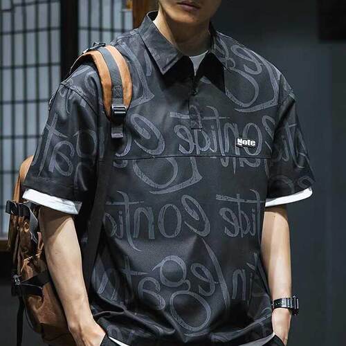 夏季polo衫男短袖t恤印花2024新款翻领商务带领子帅气保罗衫潮牌