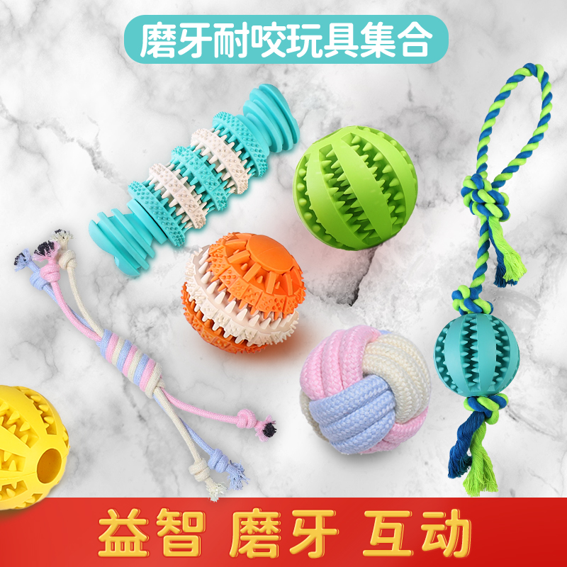 狗狗洁齿玩具球耐咬泰迪比熊金毛益智磨牙棒幼犬拉布拉多宠物咬胶