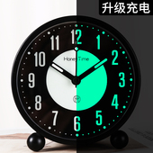 充电款 卧室座钟桌面时钟表 老人专用夜光闹钟小学生用起床神器台式