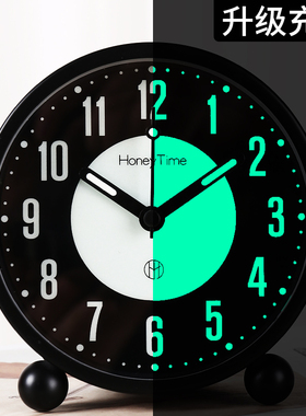 充电款老人专用夜光闹钟小学生用起床神器台式卧室座钟桌面时钟表