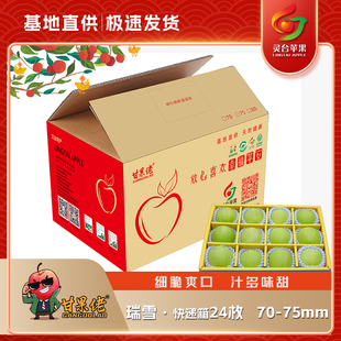 甘果佬苹果瑞雪快递箱24枚70-75mm齐翔果园顺丰包邮甘肃灵台特产