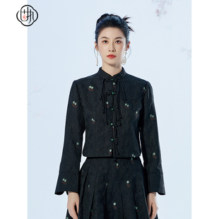 立领盘扣流苏刺绣长袖 新中式 上衣00033SY08338 新款 固执秋季