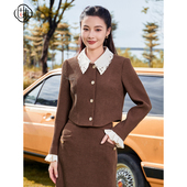 学院娃娃领灯芯绒长袖 固执秋季 新款 小个子短外套90234DT08459