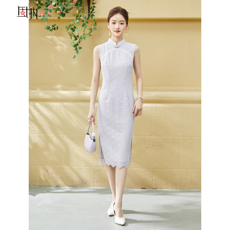 固执夏季新款复古无袖中长款日常旗袍改良连衣裙70022qp07062