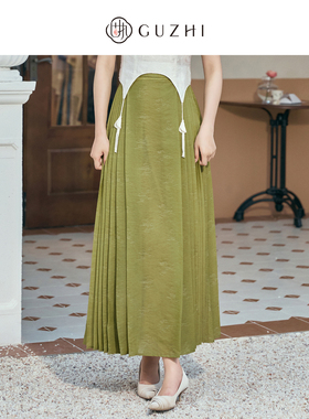 固执夏季新款中式气质高腰百褶马面裙长款半身裙51232BQ08144