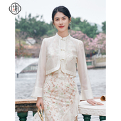 薄短衫 固执夏季 外披 钉珠流苏纯色百搭修身 喇叭长袖 新款 新中式