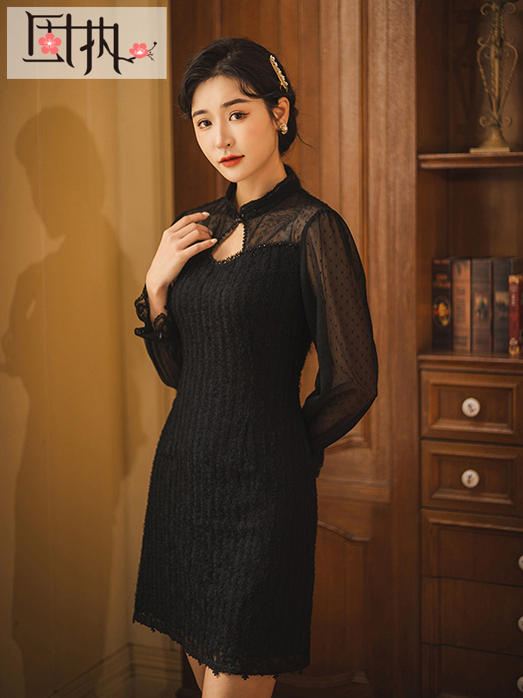 Spring retro short lace cheongsam, dress Spring retro short lace cheongsam, dress