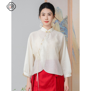 新款 小衫 新中式 长袖 80141SY08897 立领盘扣提花泡泡袖 固执夏季