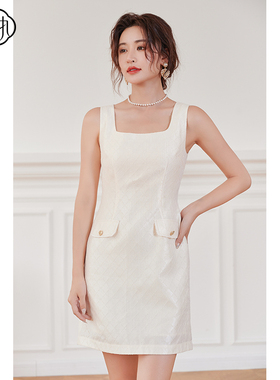 固执夏季新款法式气质小香风无袖背心短款连衣裙80132LQ08033