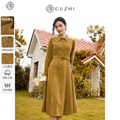 学院风娃娃领腰带长袖 固执秋季 新款 百褶连衣裙40333LQ08594