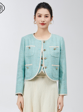 固执2025春季新款气质小香风圆领长袖小个子短外套30741DT08796