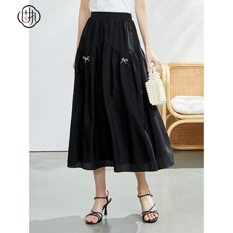 通勤复古百搭a字裙  学院风中长款半身裙