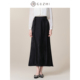 固执春季 半身裙女 国风刺绣系带开衩黑色a字长款 新款 新中式