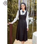 学院风收腰显瘦无袖 固执秋季 新款 中长背带连衣裙00033LQ08314