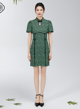 固执春季新款新中式立领提花碎花小个子改良旗袍42241QP08886