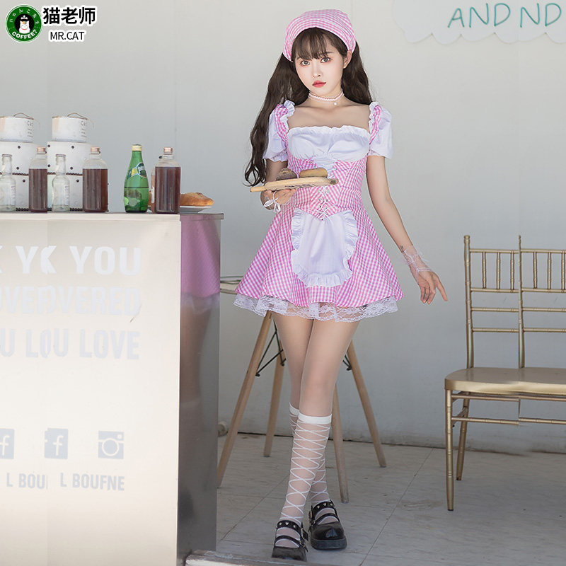 猫老师动漫女仆装二次元cosplay制服咖啡厅可爱女佣服粉红色酒吧
