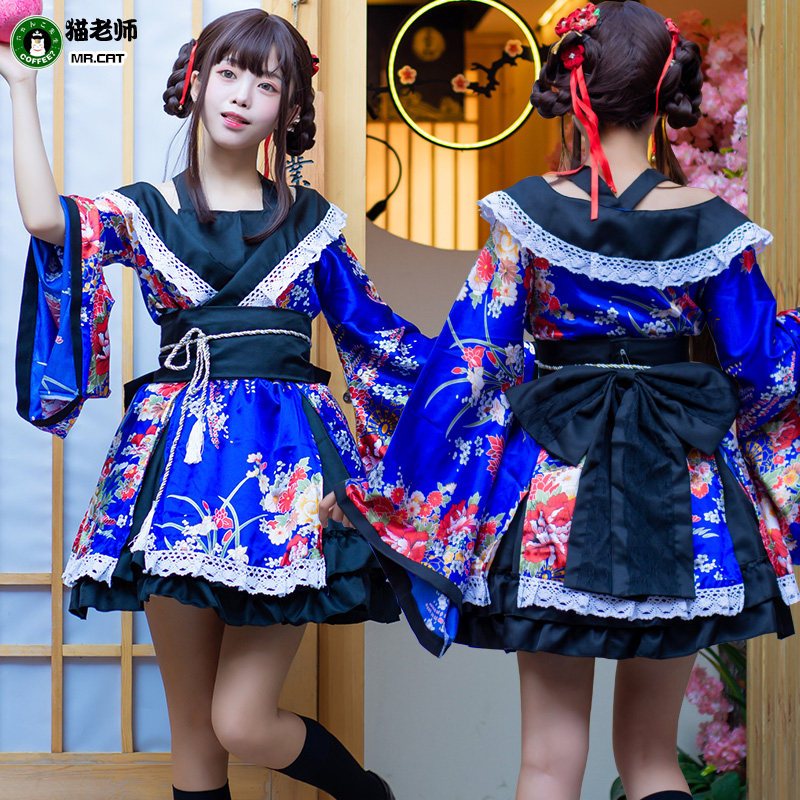 猫老师日式复古风格制服裙子和服图片