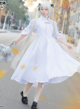 猫老师春日野穹洋装制服全套缘之空cosplay女装穹妹白色连衣裙仆