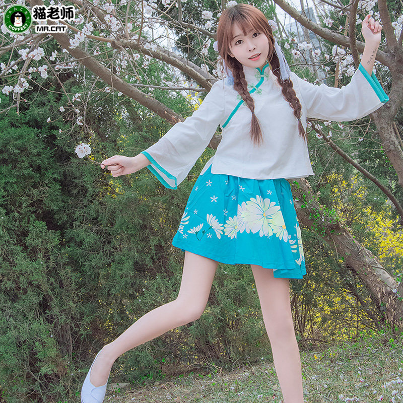 猫老师民国风服装全套中国民族风文艺女青年校服cos复古学生制服