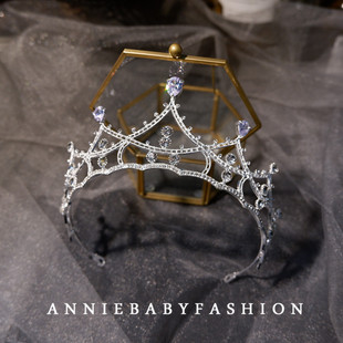 韩版轻奢复古水钻皇冠女孩公主王冠儿童生日发饰礼服配饰女童头饰