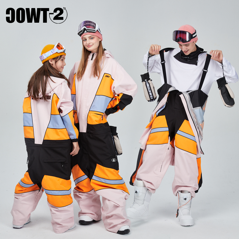 零下二度TWOC 2223新品单双板连体滑雪服成人儿童款滑雪衣裤套装