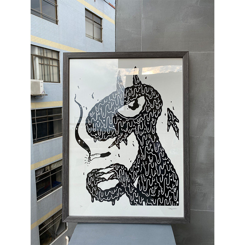 xfly设计师原创/手绘画/ dragon黑龙/潮流客厅背景墙挂画走廊壁画