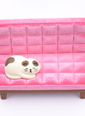 Zakka杂货粉红沙发猫咪植绒手机支架ins少女创意小摆件礼物