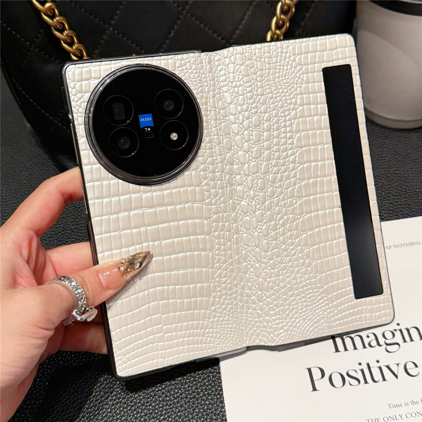 vivoxfold5真皮翻盖视窗手机壳