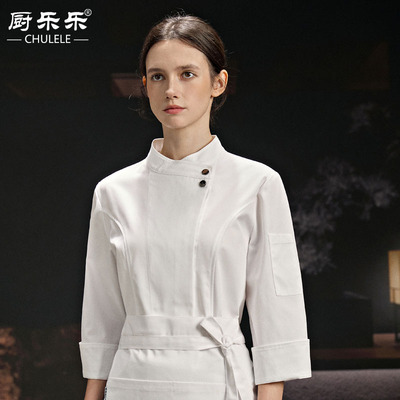 厨乐乐女款酒店餐饮厨师服长袖