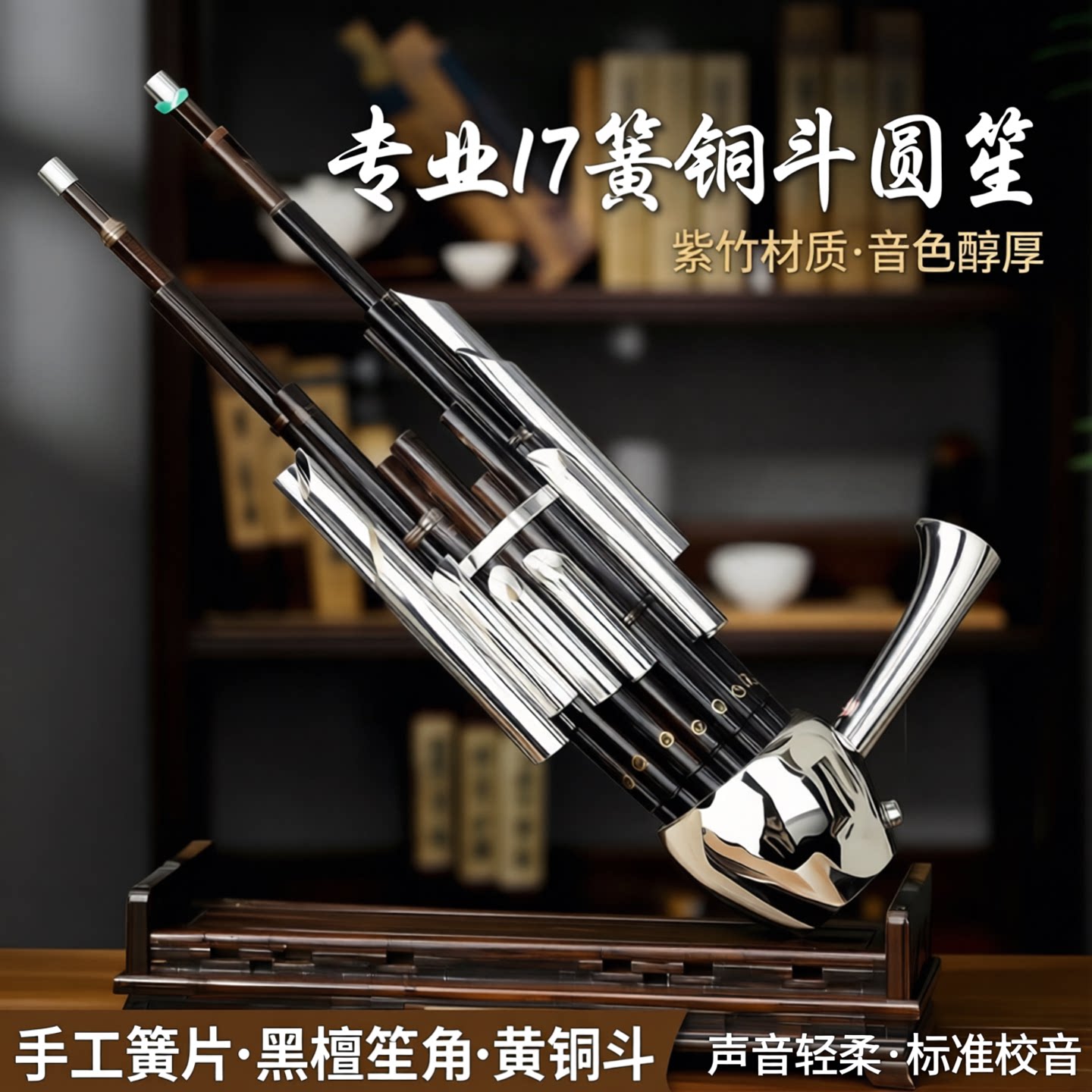 笙乐器专业圆笙17簧高档精品独奏紫竹笙成人初学者入门D调C调