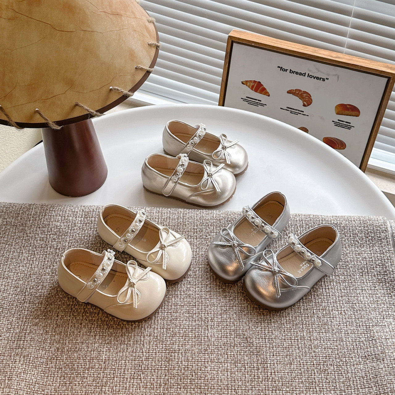 甜美风蝴蝶结玛丽珍鞋女童春秋圆头平底软底小皮鞋宝宝学院表演鞋