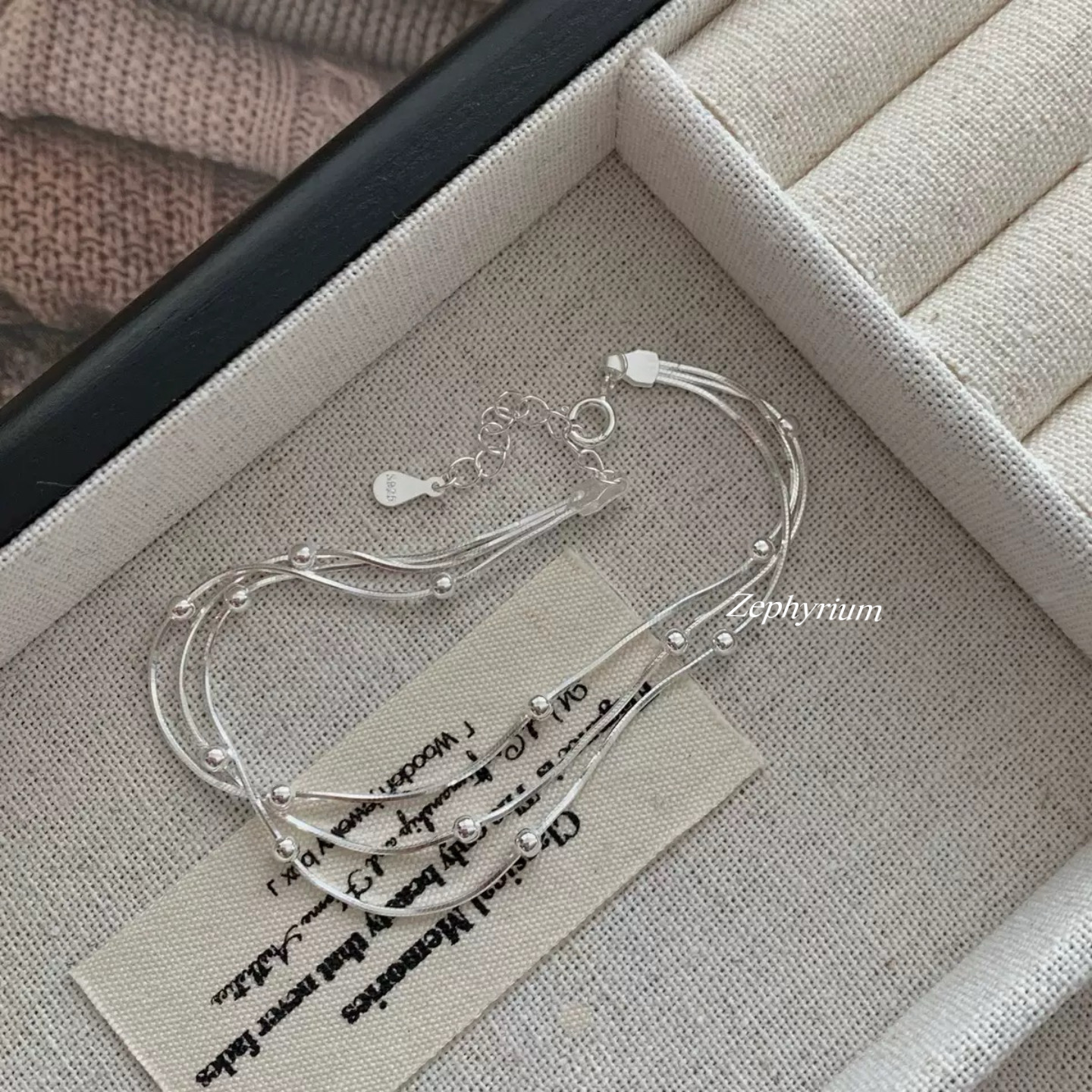 西金泽S925银三层间珠蛇骨手链韩版ins高级感小众设计款女生手饰