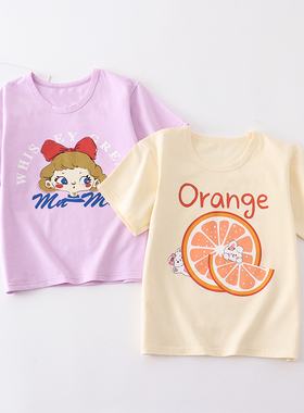 文波女童t恤短袖纯棉莱卡家居服儿童T恤衫女孩中大童睡衣夏季薄款