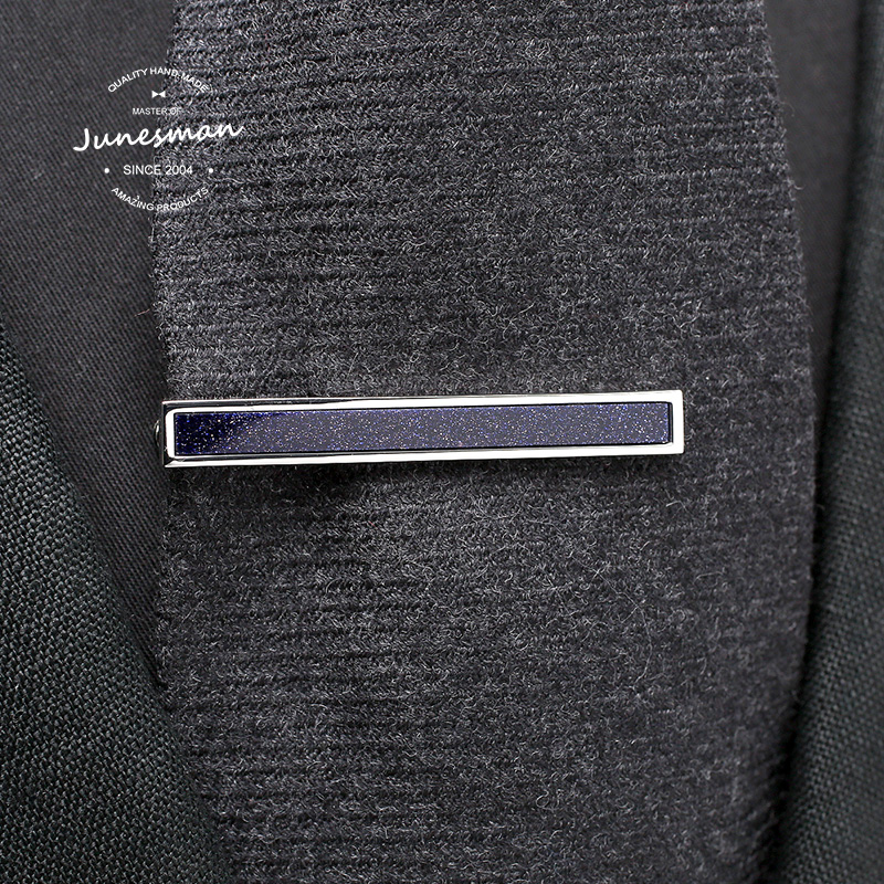 篙级商务领带夹男士夹子蓝砂石