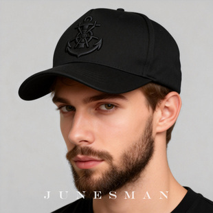 六月男人 超宽大帽檐显小脸黑色棒球帽太阳帽子高帽顶