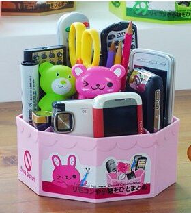 加厚塑料桌面杂物单层八角收纳盒
