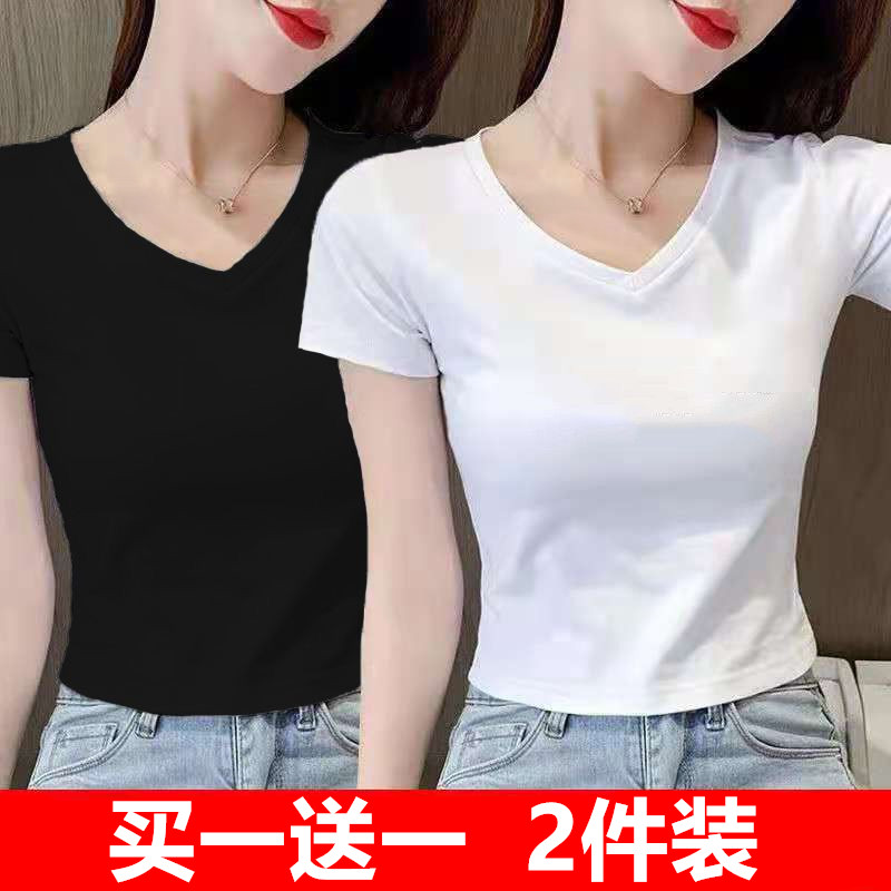 短袖百搭纯色T恤辣妹短款小心机