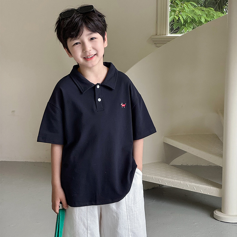 男童短袖T恤2026夏季新款儿童纯棉POLO衫薄款宽松男宝夏装上衣潮