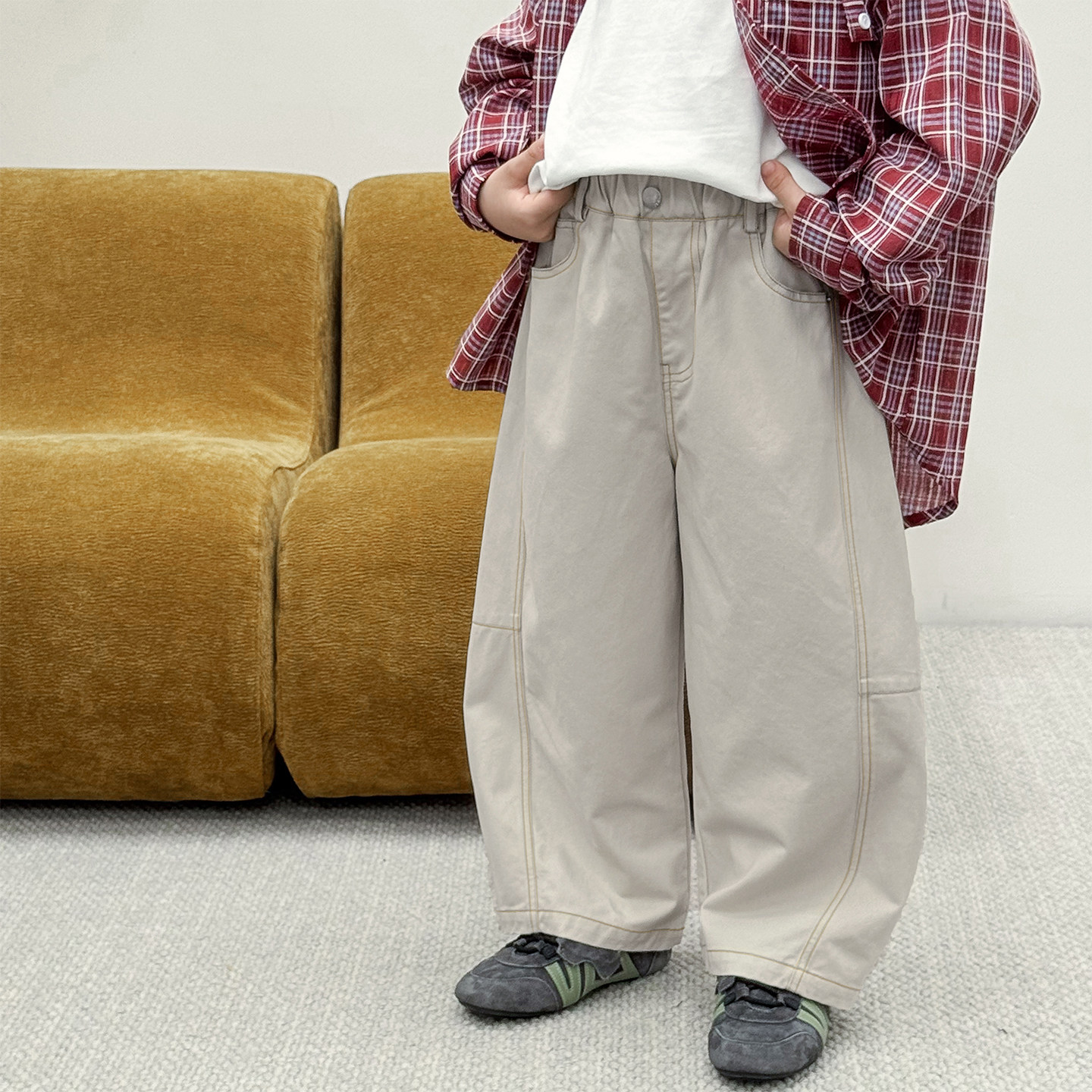 男童裤子2026秋季新款儿童纯棉拼接明线百搭休闲裤柔软男宝秋装潮