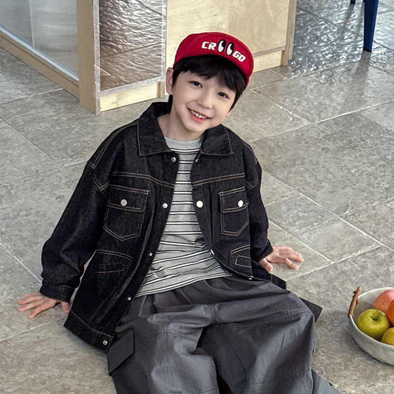 男童牛仔外套2026春季新款儿童复古明线夹克上衣百搭男宝春装洋气