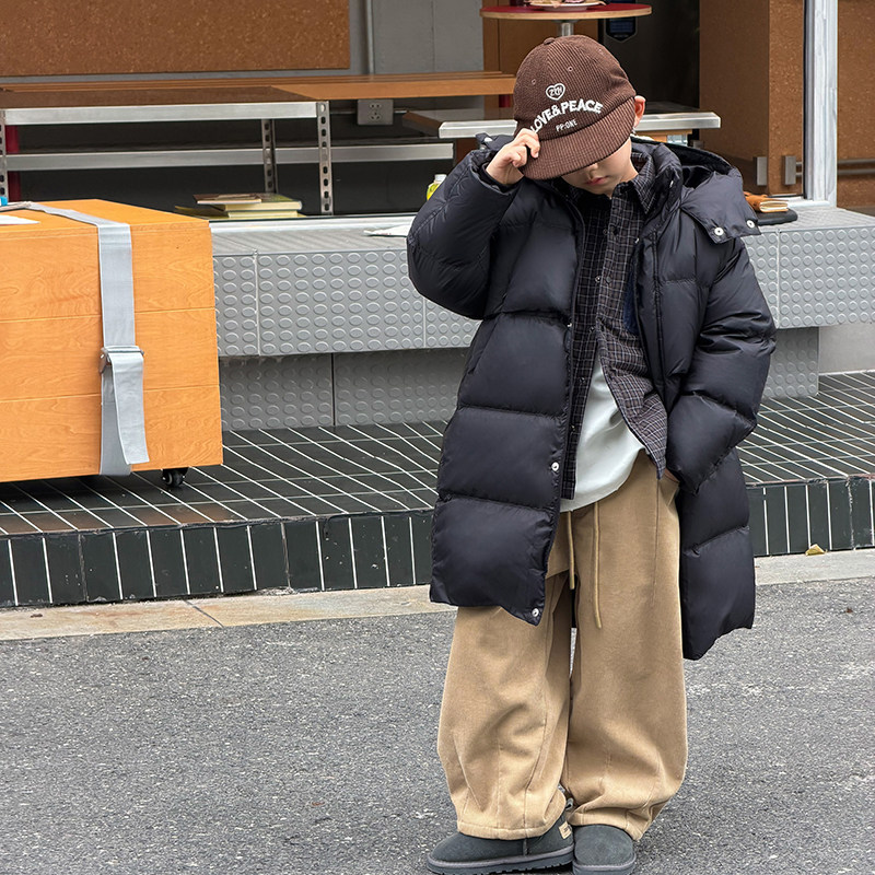 男童羽绒服2025冬季新款儿童90白鸭绒强防水中长款外套抗寒保暖潮