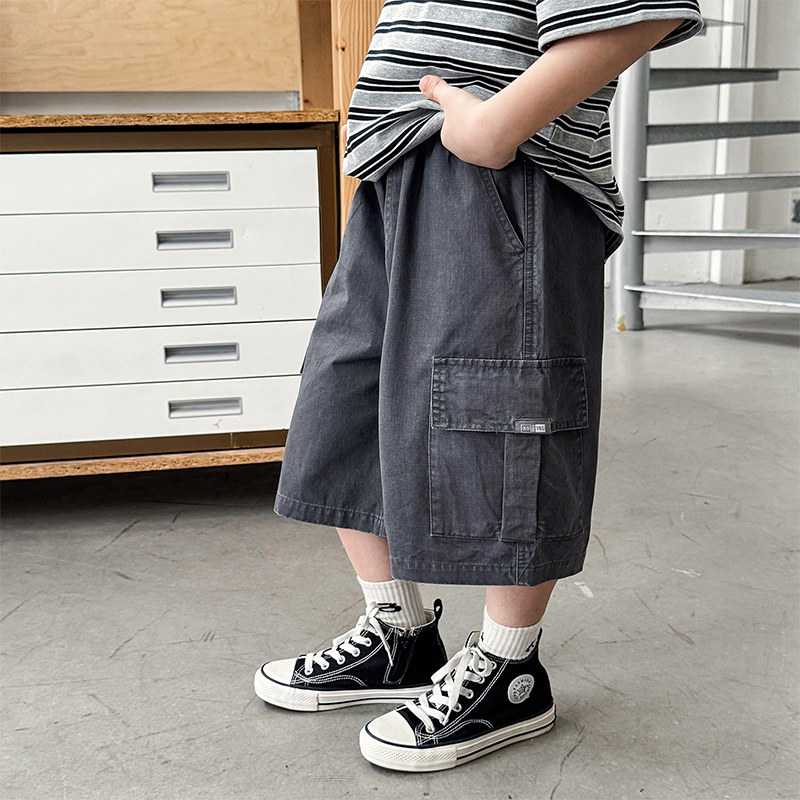 男童短裤2026夏季新款帅气做旧贴袋工装五分裤纯棉百搭男宝夏装潮