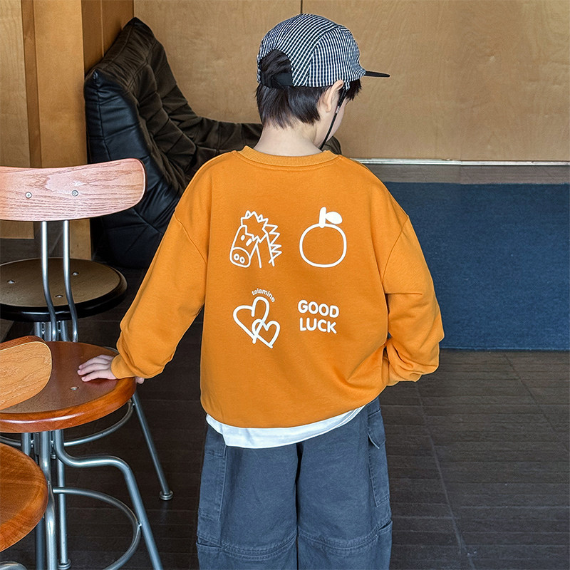 男童卫衣026春季新款儿童可爱小马印花圆领上衣宽松男宝春装洋气