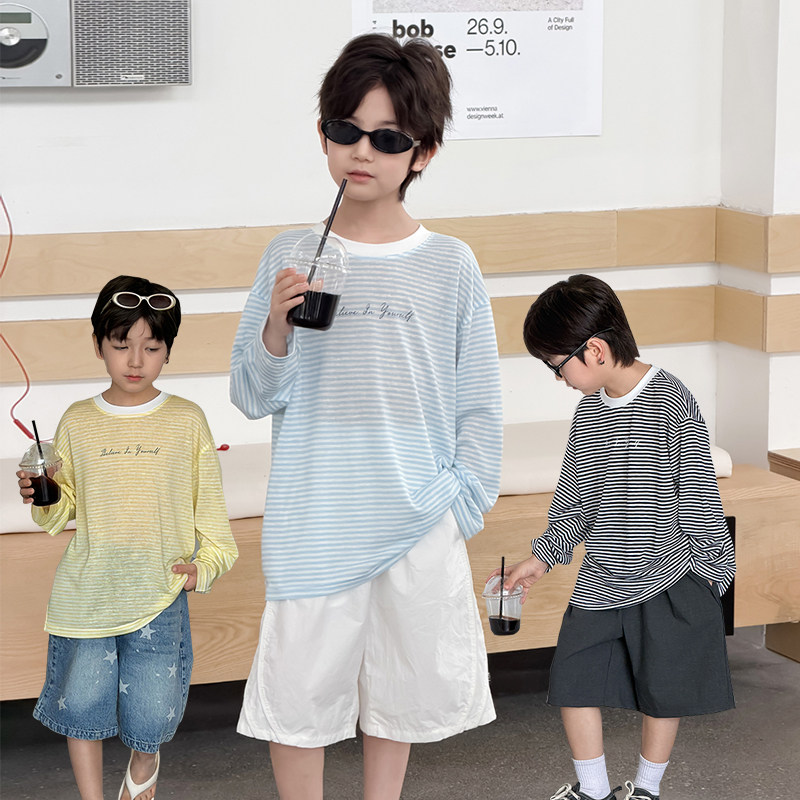 男童长袖T恤2026夏季新款儿童防晒衣莱赛尔棉冰丝透气夏装空调衫