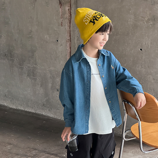 男童外套2025秋季新款童装棉质牛仔衬衫上衣刺绣百搭男宝秋装洋气
