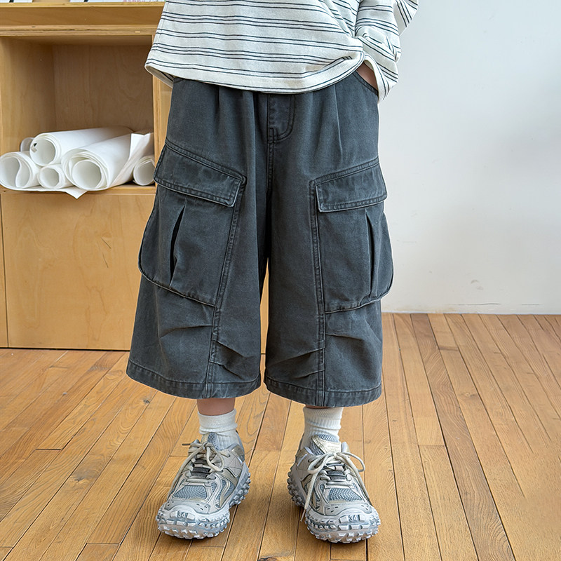 男童牛仔短裤2026春夏新款儿童工装裤薄款纯棉七分裤男孩夏装裤子