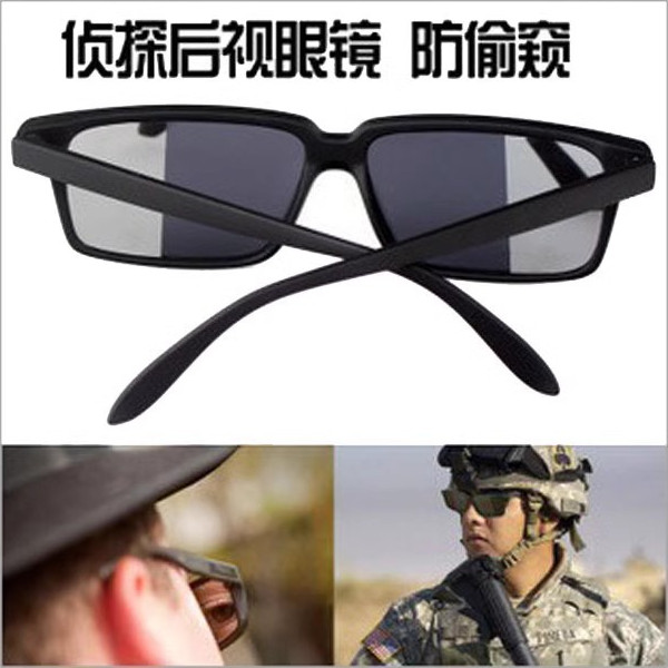 防跟踪后视眼镜2025黑色方框墨镜男个性骑行户外防强光特种太阳镜