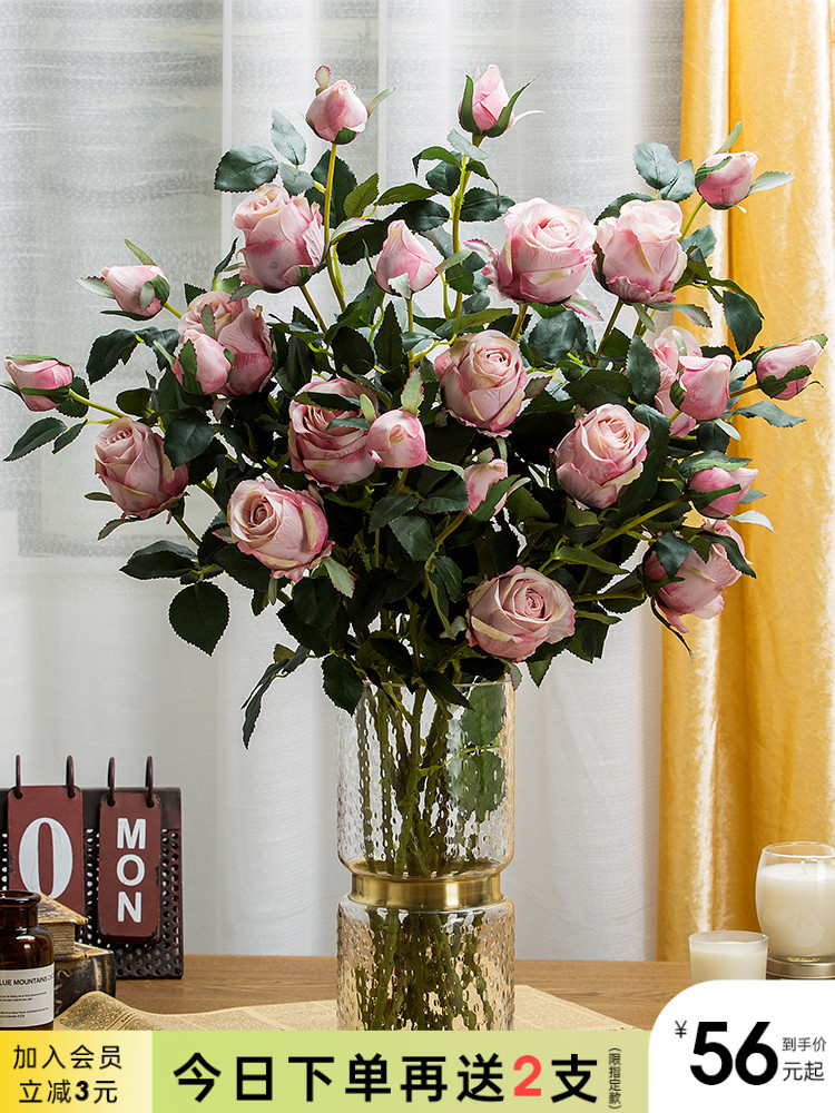 Such as a flower light luxury simulation flower decoration Living room rose fake flower decoration Table flower floral desktop dry flower bouquet