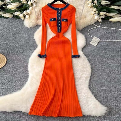 women dresses knitted ladies sweater skirt 女A字针织毛衣裙