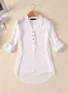 ladies t-shirts blouse tops work women's 3/4 sleeves shirt